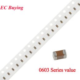 100pcs 0603 1608 SMD Chip Multilayer Ceramic Capacitor 0.1pF - 22uF 10pF 22pF 100pF 1nF 10nF 15nF 100nF 0.1uF 1uF 2.2uF 4.7uF 10