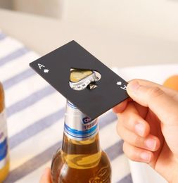 Creative Stainless Steel Bottle Opener Poker Playing Card shaped spades A Mini Wallet Credit Card beer Bottle Openers Kitchen Bar 6010108