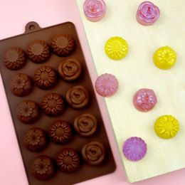 Baking Moulds Flower Chocolate Mould 15 Silicone Jelly DIY Handmade Soap