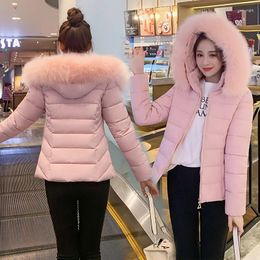 Women's Trench Coats 2024 Winter Jacket Women Parka Fur Collar Removable Casual Female Cotton Down High Quality Short Ladies Puffer Coat