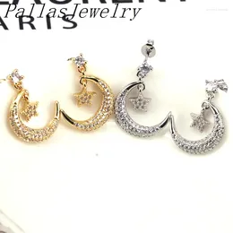 Dangle Earrings 4Pairs Design Moon And Star CZ Pave Charm For Women Fashion Drop Earring Jewelry