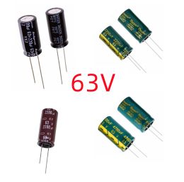 63V DIP High Frequency Aluminium Electrolytic Capacitor 1uF 2.2uF 4.7uF 6.8uF 10uF 15uF 22uF 33uF 47uF 56uF 68uF 82uF 100uF 120uF