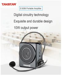 Microphones TAKSTAR E180M Portable Voice Amplifier Loudspeaker Megaphone with wired Microphone AUX audio play of USB TF card for Teaching