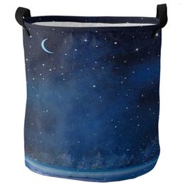 Laundry Bags Starry Sky Moon Stars Beautiful Trees Dirty Basket Foldable Home Organiser Clothing Kids Toy Storage