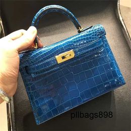 Handbag Crocodile Leather 7A Quality Bag brand MINI SIZE wax stitching BLUE Colour DELIVERYL2FKBF9X