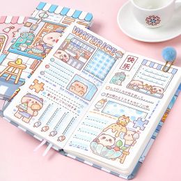 Planners A6 Cute Anime Cartoon Agenda Planner Notebooks for Girls Diary Weekly Monthly Planner Grid Paper School Supplies Mini Notepads