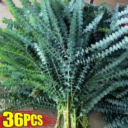 Decorative Flowers 12/36Pcs Artificial Eucalyptus Leaves Green Fake Plant Branches Wedding Garden Outdoor Decoration DIY Table Decor