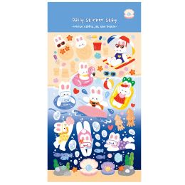 Korean Import Original BONITO Kawaii Rabbit In The Beach Paper Stickers Scrapbooking Diy Journal Stationery Sticker Gift