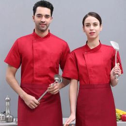 Summer Hotel Kitchen Clothes Men's Western Restaurant Chef Jacket Restaurant Cook Uniform Bakery Bake Cafe Waiter Work Shirt