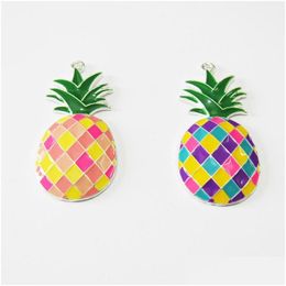 Pendant Necklaces Pendants Est 5Mx26Mm 10Pcs/Lot Pineapple All Enamel Fruits For Necklace Design Drop Delivery Jewellery Dhw2N