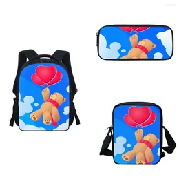 School Bags Bag Set For Kids Year 3 Cute Bear Cartoon Printing Backpack Girls Boys Classic Creative Satchel Stationery Gif