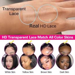 13x6 HD Lace Front Wigs Human Hair 180% Straight Melt Skins Short Bob Wigs Real HD Lace Frontal Bob Wigs Blunt Cut Bleached Knot