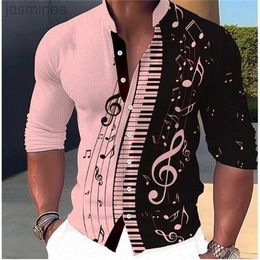 Men's Casual Shirts Mens Hot Selling Music Button Stand up Collar Single breasted Long Shirt Street Comfortable Fabric Mens Designer 2449