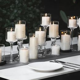 3pcs/Set Simple Wedding Decor Elegance Glass Candlestick Holder Different Sizes Transparent Candlestick Table Centrepiece Decor