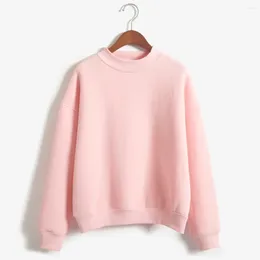 Women's Hoodies Woman Sweatshirts 2024 Sweet Korean O-Neck Knitted Pullovers Thick Autumn Spring Candy Color Loose Solid Womens Clothing