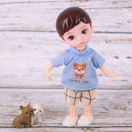 Movable Joint 16cm BJD Little Boy Doll 3D Simulated Eyes Blue Yellow Eyes Hinge Doll 13 Joint Dolls Cute BJD Doll with Clothes