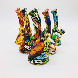 6.5 Inch Camouflage Colour Beaker Design Silicone Water Pipe Rigs With Glass Bowl Silicone Downstem Unbreakable Oil LL