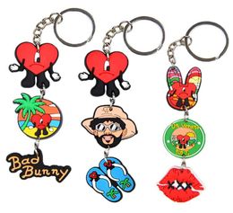 PVC Keychains Popular Bad Bunny Straps Soft Buckle Decorations Charms for kids Designer Cartoon Bag Pendant Ship7674740