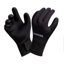 DEMMET Dive Gloves 3/5MM Neoprene Five Finger Warm Wetsuit Winter Gloves for Scuba Diving Snorkelling Surfing