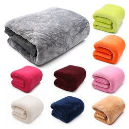 Soft Warm Coral Fleece Flannel Throw Blankets For Beds Faux Fur Mink Solid Colour Sofa Cover Bedspread Winter Plush Wool Blanket