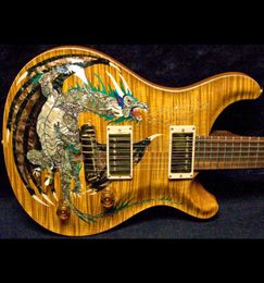 Dragon 2000 30 Violin Amber Flame Maple Top Electric Guitar No InlayDouble Locking Tremolo Wood Body Binding2885715