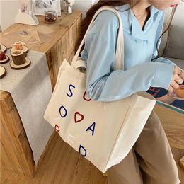 Shopping Bags Women Large Canvas Bag Reusable Cotton Tote Grocery Handbag Eco Big Books Shopper Cute Shoulder For Ladies