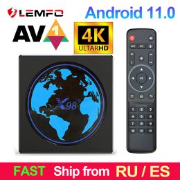 Box Lemfo X98 Mini Android Tv Box Android 11 4K 60Fps Hdr Support Av1 Dual Wifi Google Youtube Media Player 4Gb 64Gb Set Top Box