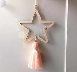 Nordic Style Wooden Star Wind Chimes Kid Home Decoration Accessories Art Wall Hanging For Girls Living Room Toddler DreamCatcher9781578