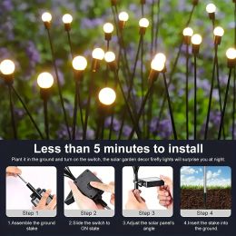 1 PC Solar Garden Firefly Lights Outdoor Waterproof Starburst Swing Decorative Lamps for Path Yard Patio Pathway Landscape