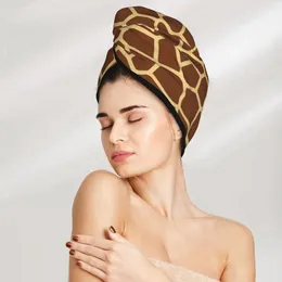 Towel Girl Hair Drying Hat Giraffe Skin Brown Cap Bath MicrofiberTowel Absorption Turban