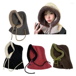 Berets Women Balaclava Trapper Hat Hooded Furry With Earmuffs For Outdoor Winter Mask Skiing Camping Hiking
