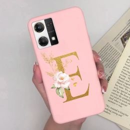 Case For Oppo F21Pro Reno7 4G 5G Flowers Letters Capa Coque Funda For Reno 7 OPPO F21 Pro Soft Matte Slim Silicone Cover Bumper