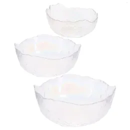 Bowls 3 Pcs Mixing Bowl Salad Dessert Large Glass Entertaining Reusable