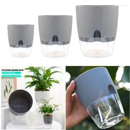 Vases Planter Handmade 2 Layer Self Watering Plant Flower Pot With Water Container Round Flowerpot Home Garden Decor