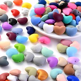 10Pcs Heart Silicone Beads 12x20mm Food Grade Baby Teether Chewing Bead For Jewellery Making DIY Teething Pacifier Chain Baby Prod