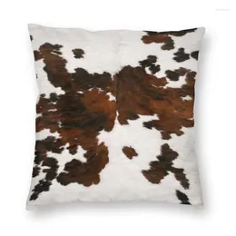 Pillow Faux Fur Scottish Highland Cow Cowhide Texture Cover Home Decorative Animal Skin Leather Throw Case For Sofa