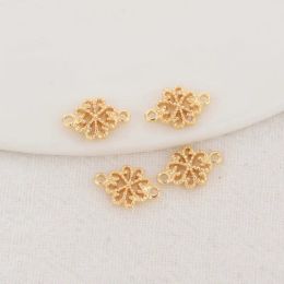 8*12MM 14K Gold Colour Brass 2 Holes Flowers Connect Charms Earrings Diy Jewellery Findings Accessories