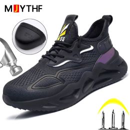 Boots Mjythf Security Men Shoes Light Comfort Work Shoes Antismashing Antipiercing Safety Shoes Men Breathable Indestructible Shoes