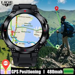 Watches LIGE GPS New Smart Watch Men 480mAh Bracelet Sports Fitness Outdoors Watch IP68 Waterproof Smart Clock Call Reminder Smartwatch