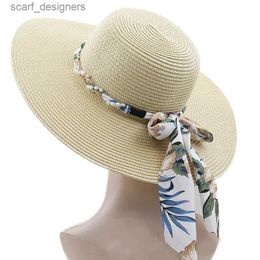 Wide Brim Hats Bucket Hats New Foldable Wide Brim Floppy Girls Straw Hat Sun Hat Beach Women Summer Hat UV Protect Travel Cap Lady Cap Female Y240409