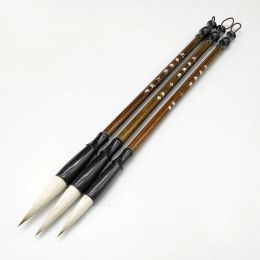 3Pieces White Woollen Brush/Brown Weasel Wool Hair Chinese Japanese Calligraphy Brush Pen Set Art For Office School Darwing