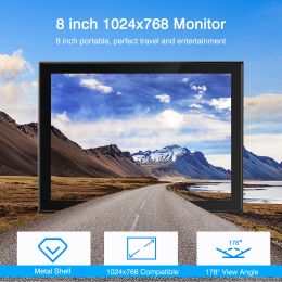 Miktver MK08-2 Colour LCD Touchscreen Monitor 8" IPS Desktop Display With Speaker DC12V Power Small TV With HDMI/VGA/BNC/AV Ports