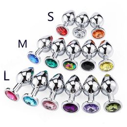 Metal Anal Plug Stainless Steel Butt Plug With Jewellery Colourful Crystal Anus Plug Anal Bead Adults Sex Toys for women Adult Game 240320