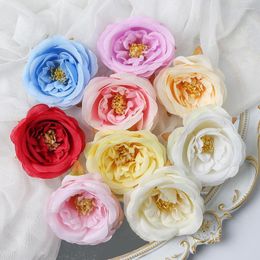 Decorative Flowers 5/10Pcs Rose Artificial Silk Fake Flower Head For Home Decor Wedding Marriage Decoration DIY Craft Garland Accessories