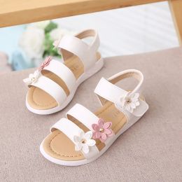 Sneakers 2023 Summer New Girls Sandals Kids Floral Sandals with 3 Flowers Princess Sweet for Wedding Party Dress Shoes Kids Sandals 2136