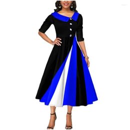 Basic Casual Dresses Midi Dress Zipper Placket Party Lapel Sweet Patchwork Colour Elegant Office Dressing Up Drop Delivery Apparel Wome Dhyjy