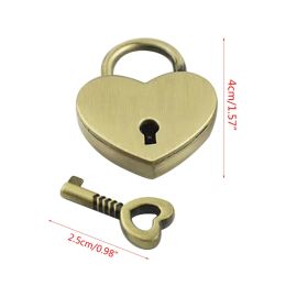 Vintage Wishes Lock Mini Heart Shaped Lock Wedding Keyed Padlocks for Jewellery Box Small Wooden Boox Easy to Use