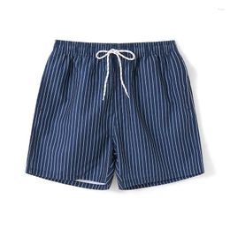 Men's Shorts Men S Quick Dry Swim Trunks Summer Stripe Drawstring Swimsuits Beach Bathing Swimming With Pockets