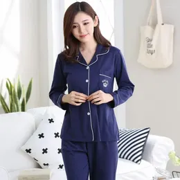 Home Clothing Cotton Casual Pajama Sets For Women 2024 Autumn Winter Long Sleeve Pyjama Vintage Indoor Wear Lounge Homewear