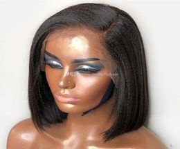 Bob Wig for Black Women 9A Italian Yaki Lace Front Wig Prepicked Baby Hair Straight Brazilian Virgin Short Human Hair1081699